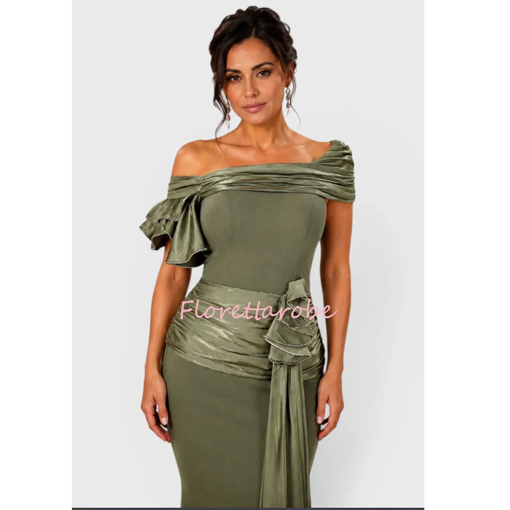 Mermaid  Mother of the Bride Dresses Customized Off the Shoulder Wedding Party Dress Luxury Beads  Formal Occasion Evening Gowns