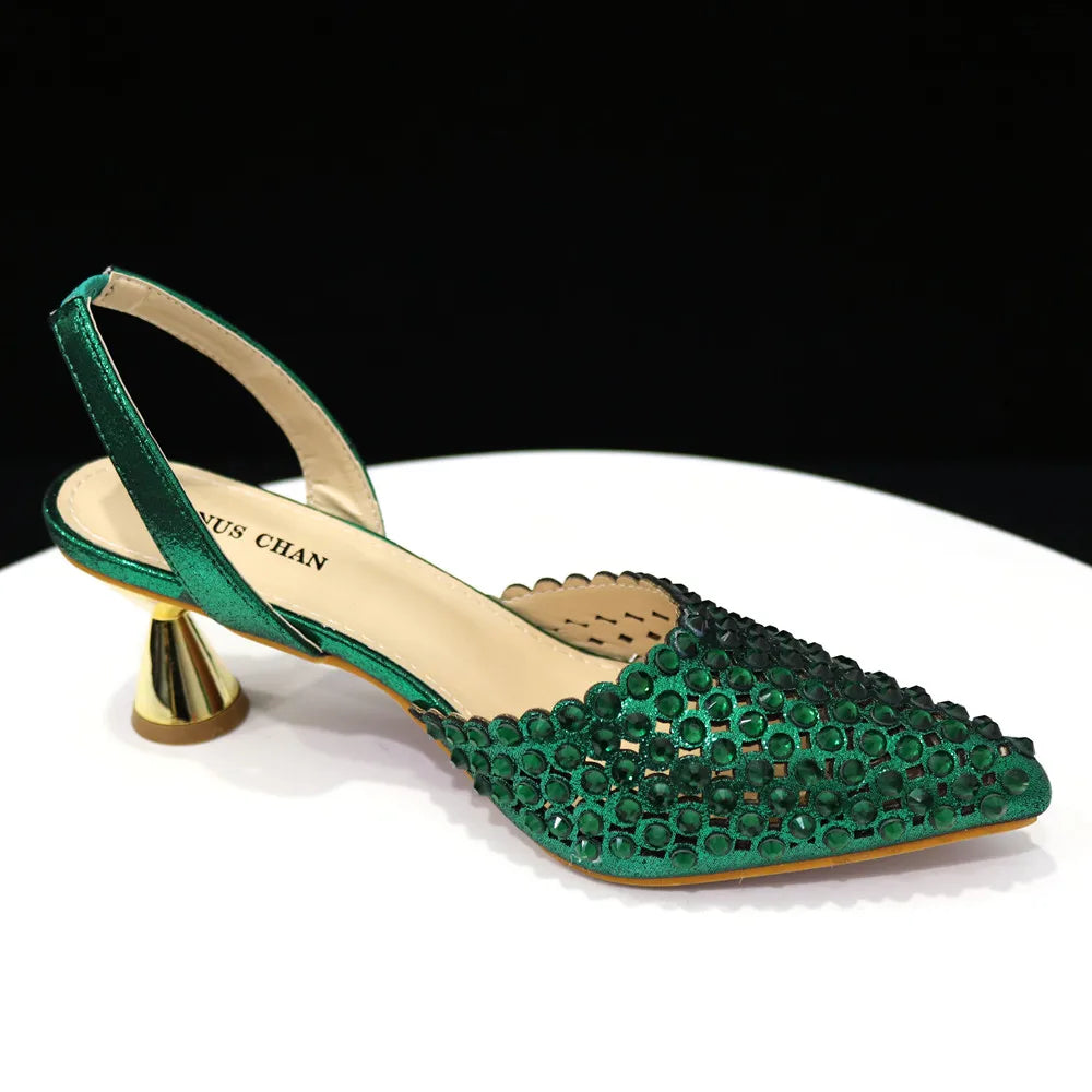 Wine Crystal Pointed-Toe Heels