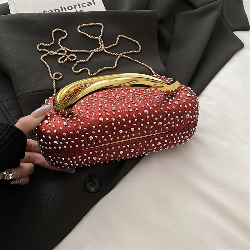Red Wedding Evening Clutch Bag For Women Luxury Silver Gold Fashinon Party Purse And Handbag Trend Lady Lipstick Crossbody Bag