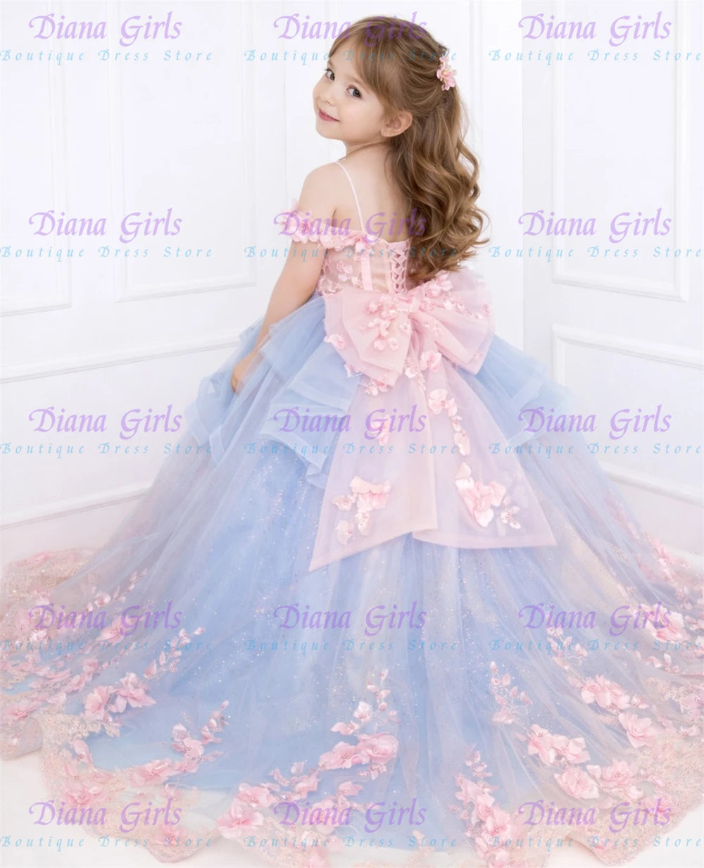 Fluffy Tulle Appliqué Flower Girl Dress