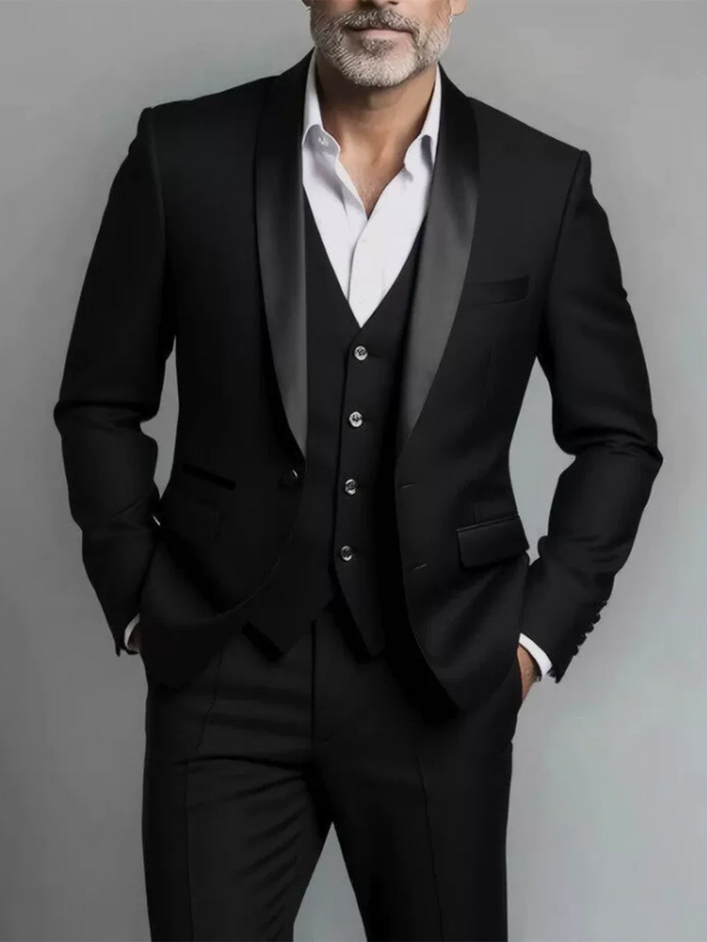 Elegant Men's Suit Sets- Slim Fit Tuxedo Set for Weddings & Formal Occasions, Black Suit