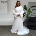 Eightale Arabic Wedding Dresses O-Neck Lace Mermaid Muslim Buttons White Ivory Customized Modest Bridal Gowns Vestidos De Novia