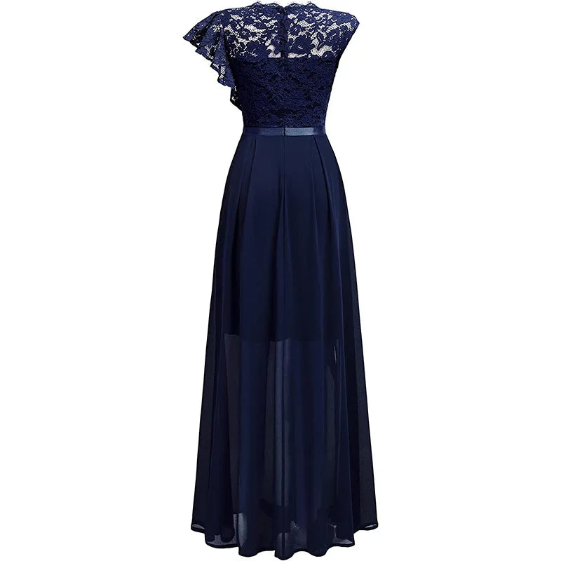 3D Flower High Slit Bridesmaid Dress