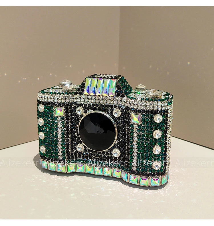 Camera-Shaped Diamond Evening Clutch
