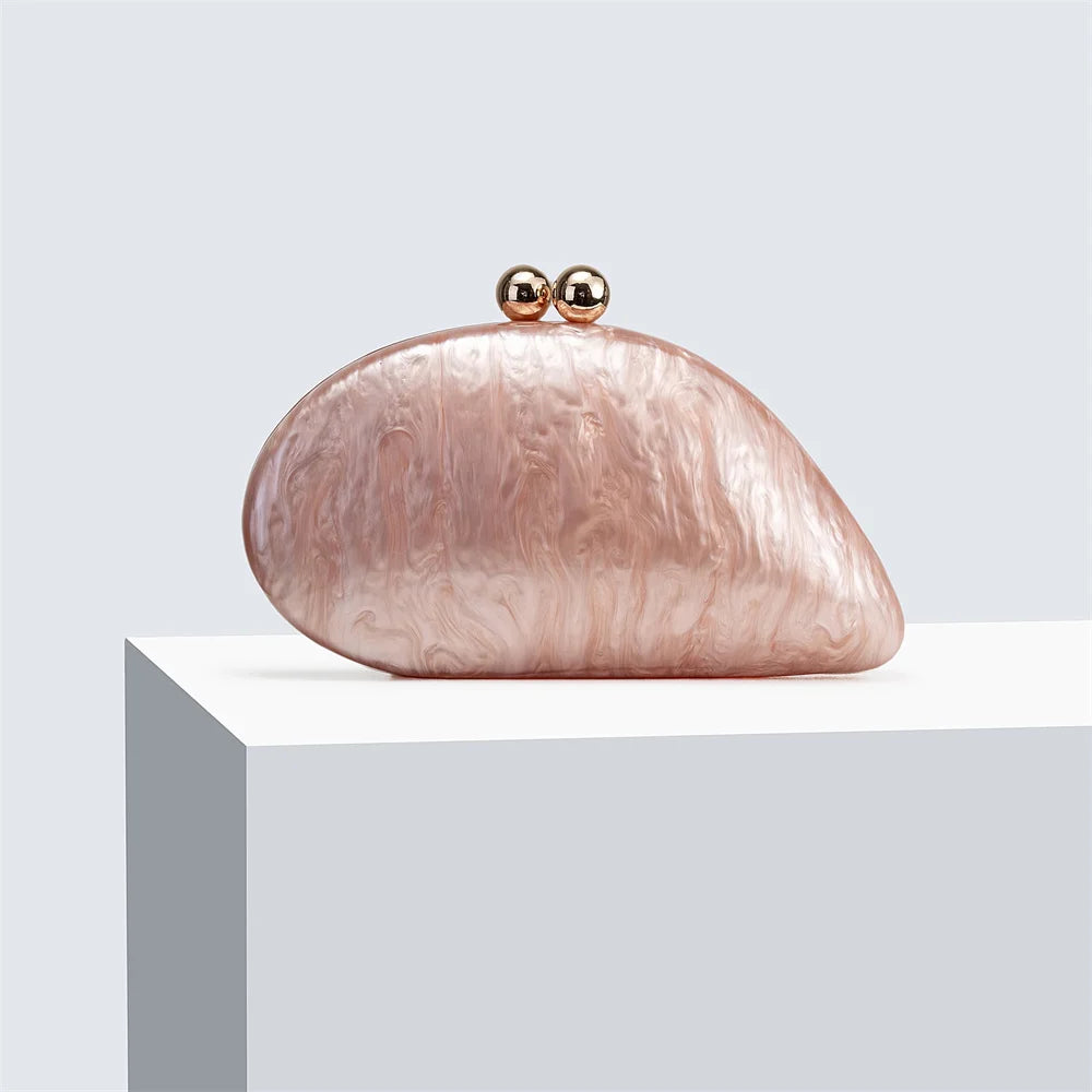 Oval Shell Acrylic Crossbody Clutch