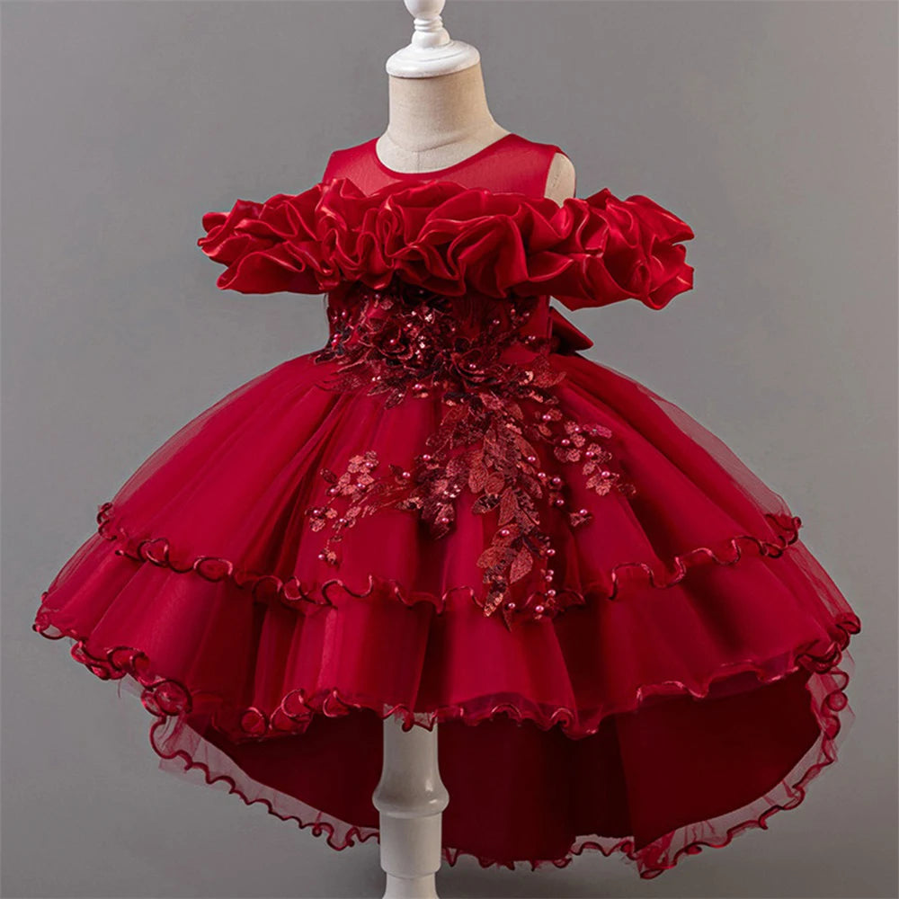 Pink Tulle Princess Flower Girl Dress