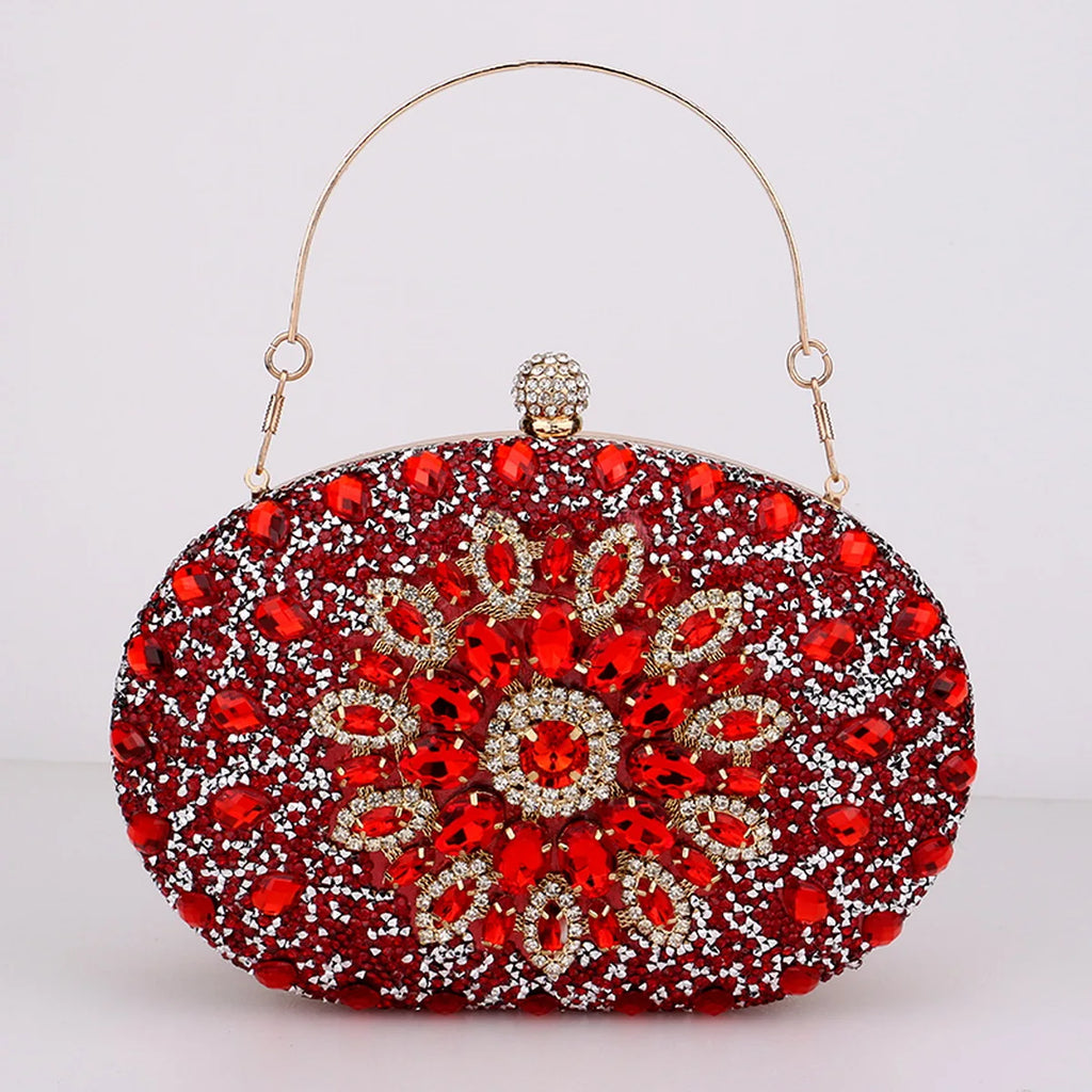 Flower Rhinestone Evening Clutch