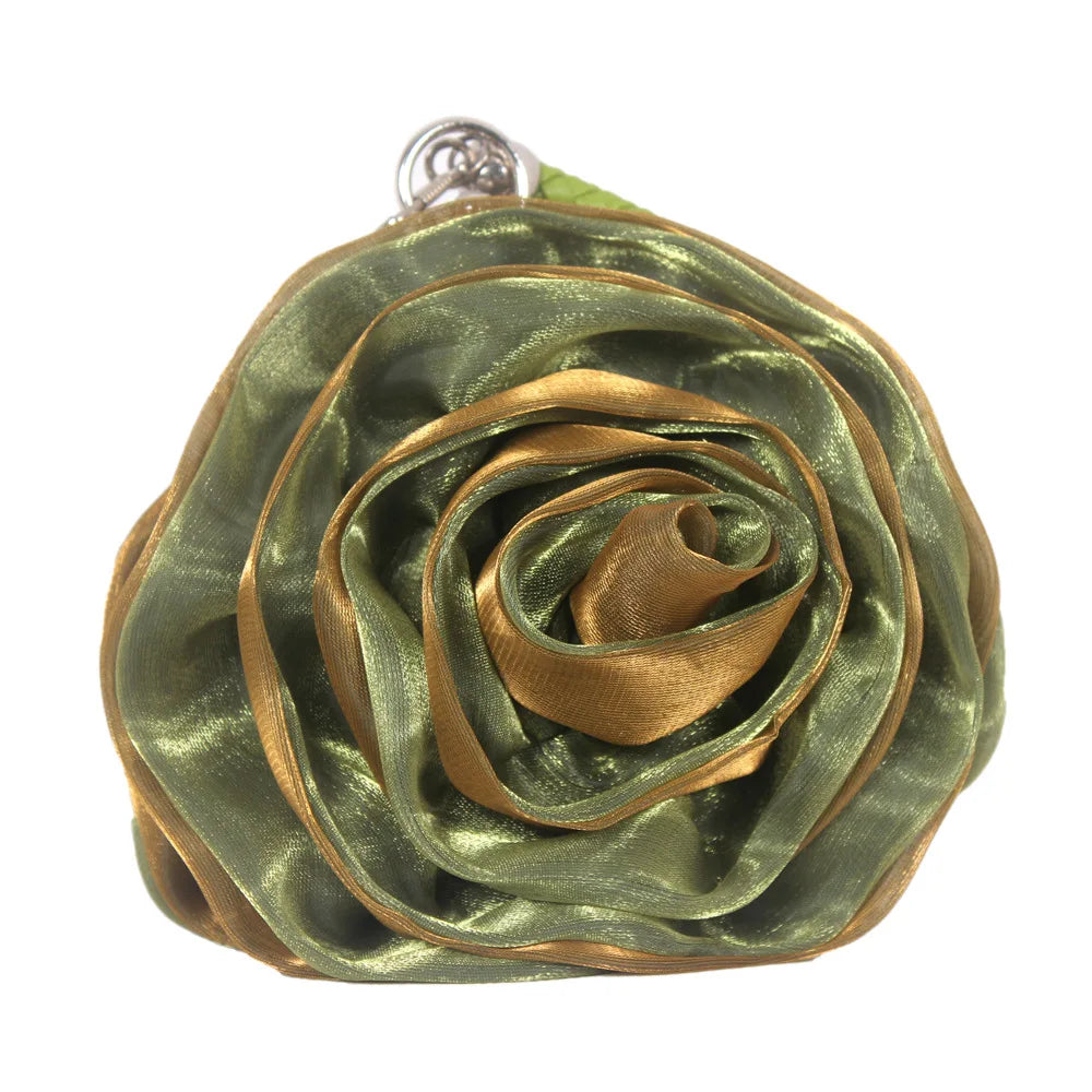 Bridal Rose Flower Evening Clutch Purse Women Bag Small Handbag Lady Silk Wedding Decorate Totes Party Bridesmaid Gift Purses