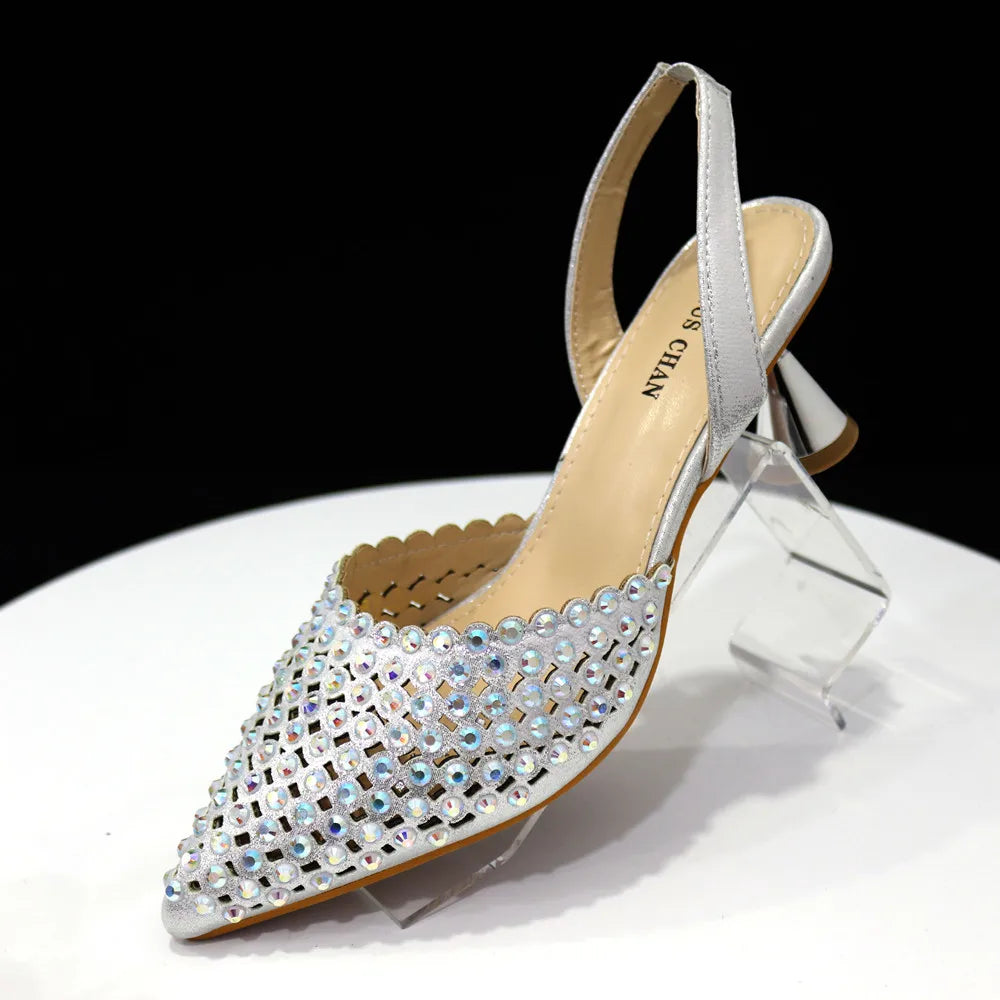 Wine Crystal Pointed-Toe Heels