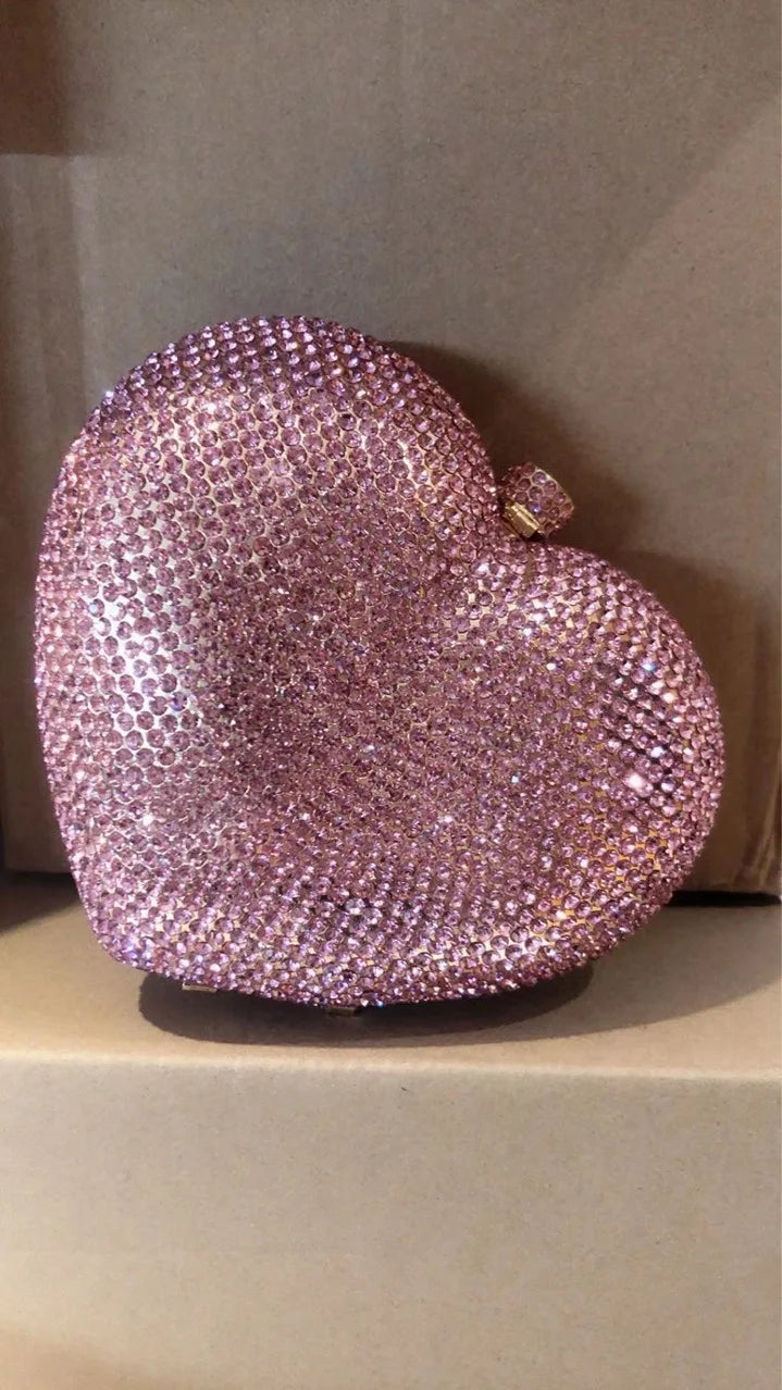 Heart-Shaped Crystal Evening Clutch