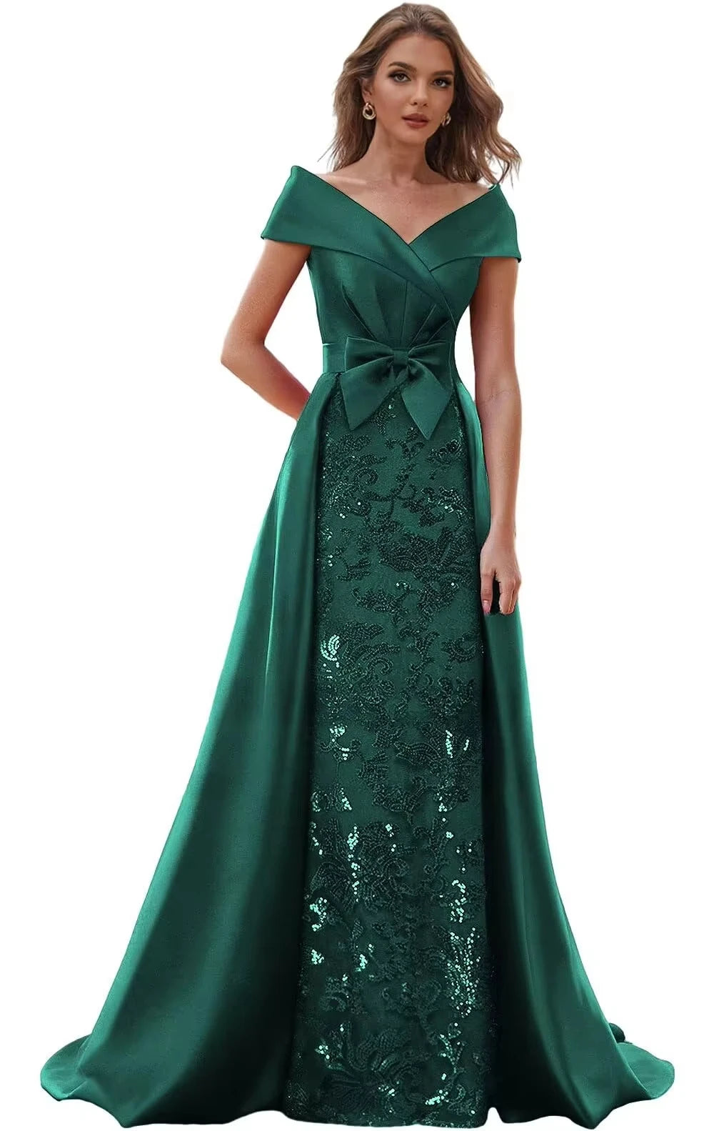 Customized Off The Shoulder Mother of The Bride Dresses for Women Wedding Guest Long Formal Dress with Bow Train 2025