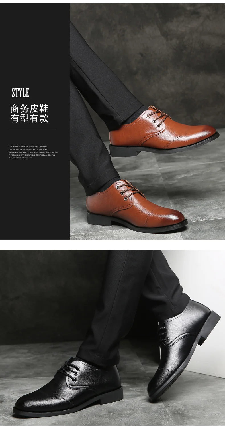 Mens Formal Business Oxford Shoes Classic Leather Dress Shoes for Wedding and Office