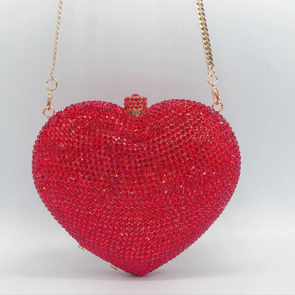 Heart-Shaped Crystal Evening Clutch