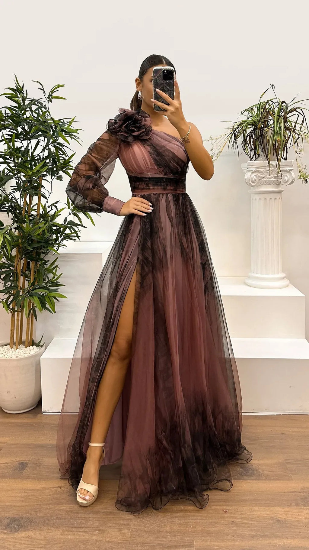 Women's Wedding Dress Spring Autumn New Sexy Off-shoulder Mesh Print Slit Casual Loose Party Prom Dresses For Women Robe Femal
