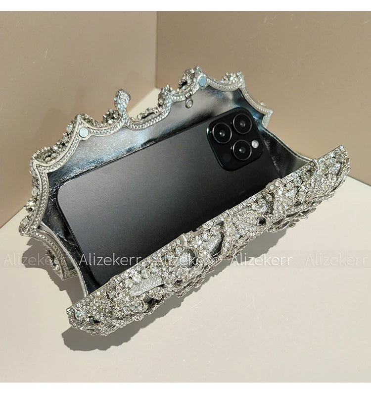 Rose Crystal Flower Evening Clutch