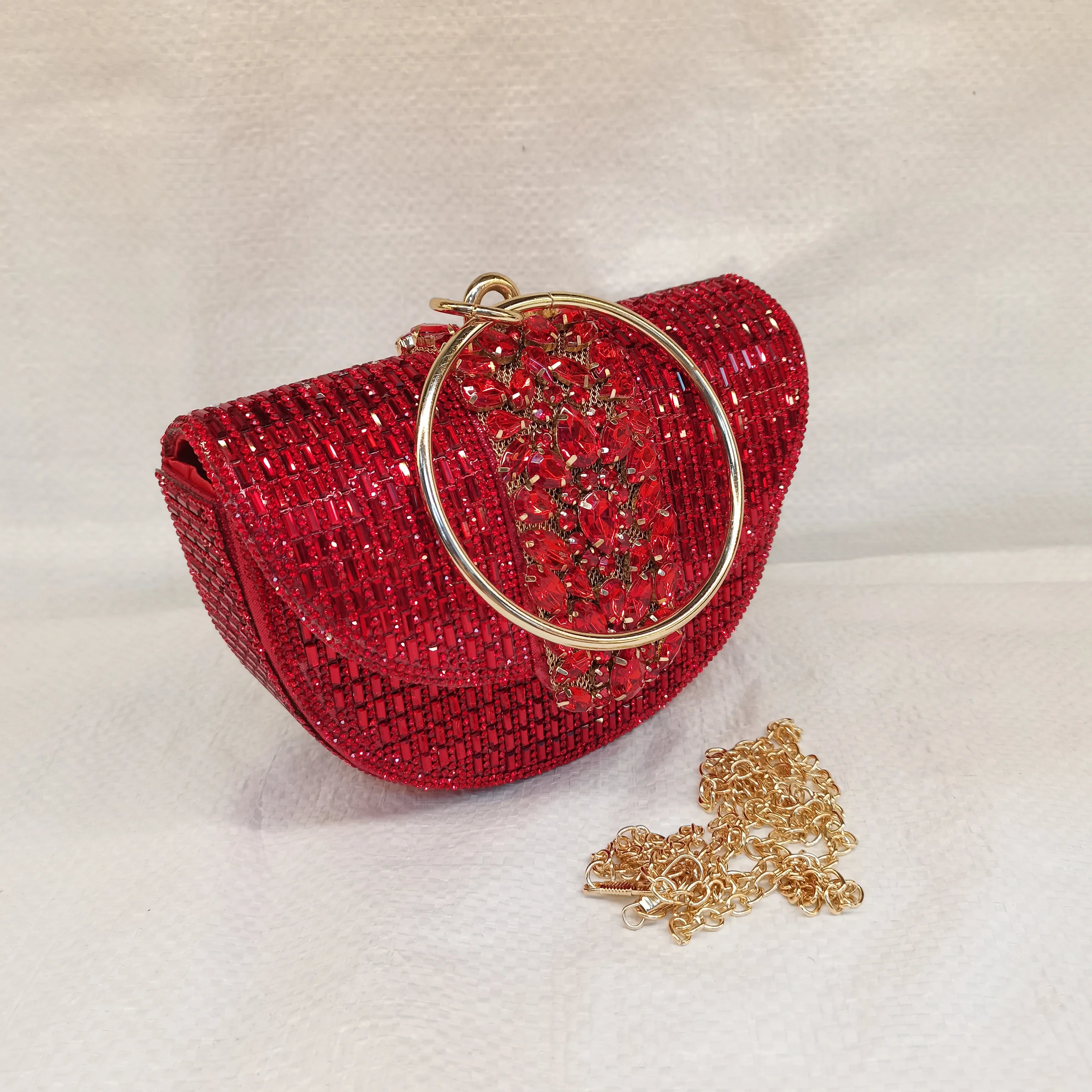 Pretty Rhinestone Clutch Evening Bag Women Wedding Party Purse Evening Banquet Round Bag European Exquisite Bridal Purse Para