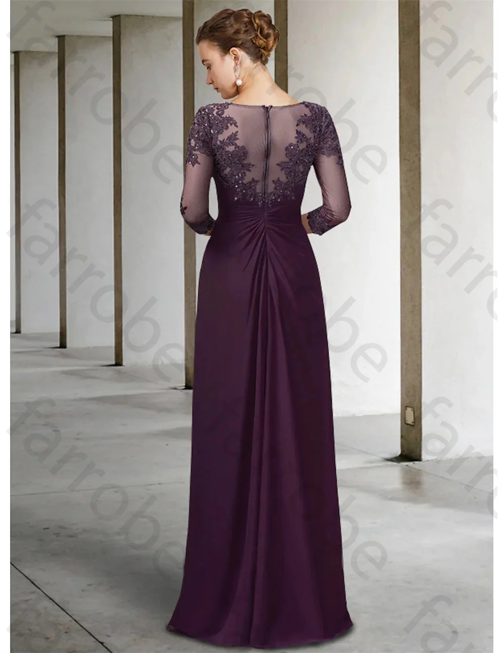 Customized Mother of The Bride Dresses Classic Wedding Party Dress Lace Appliques 3/4 Length Sleeve Floor Length for women Gown
