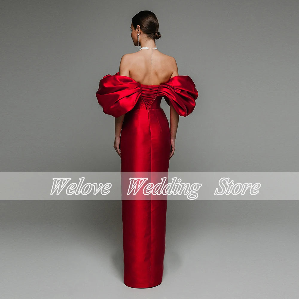 Off-Shoulder Satin Corset Prom Gown