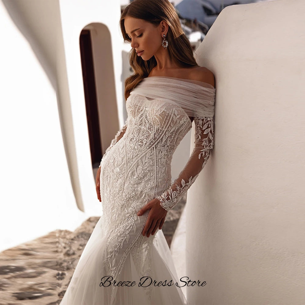 Strapless Beaded Applique Mermaid Bridal Gown