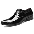 Shoes for Men Casual Business Dress Shoes Lace Up Formal Black Patent Leather Brogue Shoes for Male Wedding Party Office Oxfords