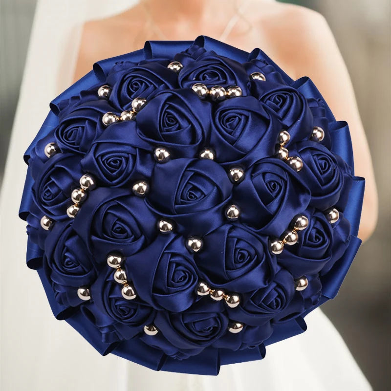 Navy Champagne Wedding Bouquet Flowers