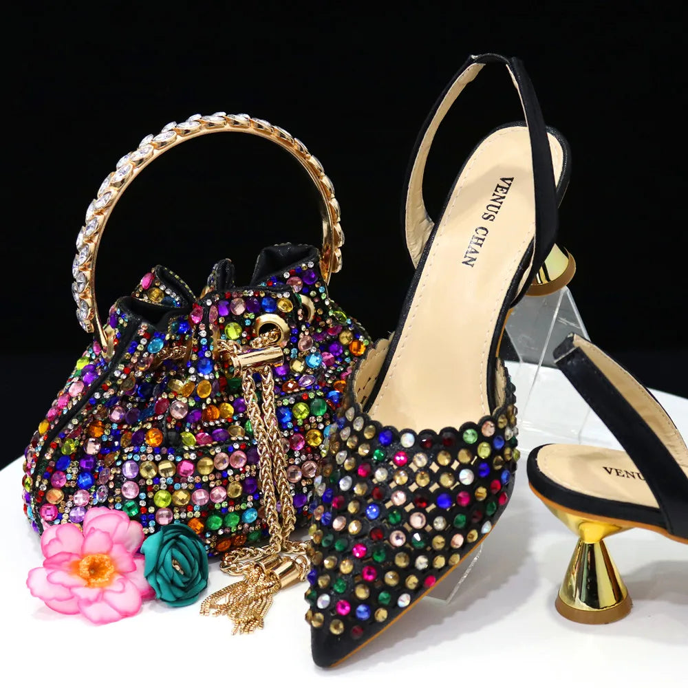 Wine Crystal Pointed-Toe Heels