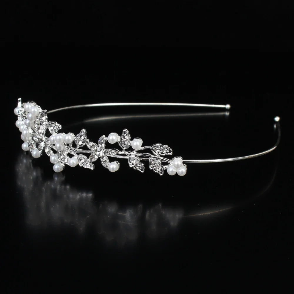 Bride Pearl Crown Headband Diamond Hair Accessories Alloy Rhinestone Princess Wedding Headband Bridal Headpieces Bride Crowns
