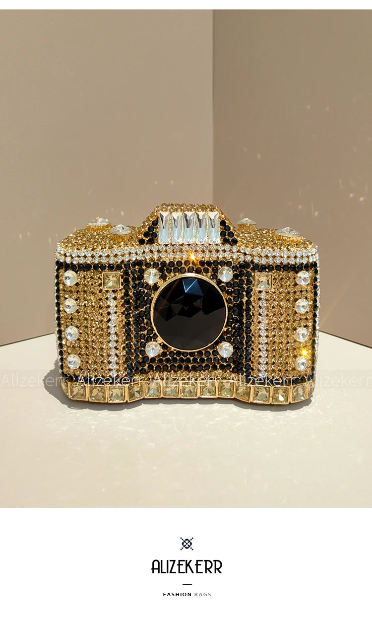 Camera-Shaped Diamond Evening Clutch