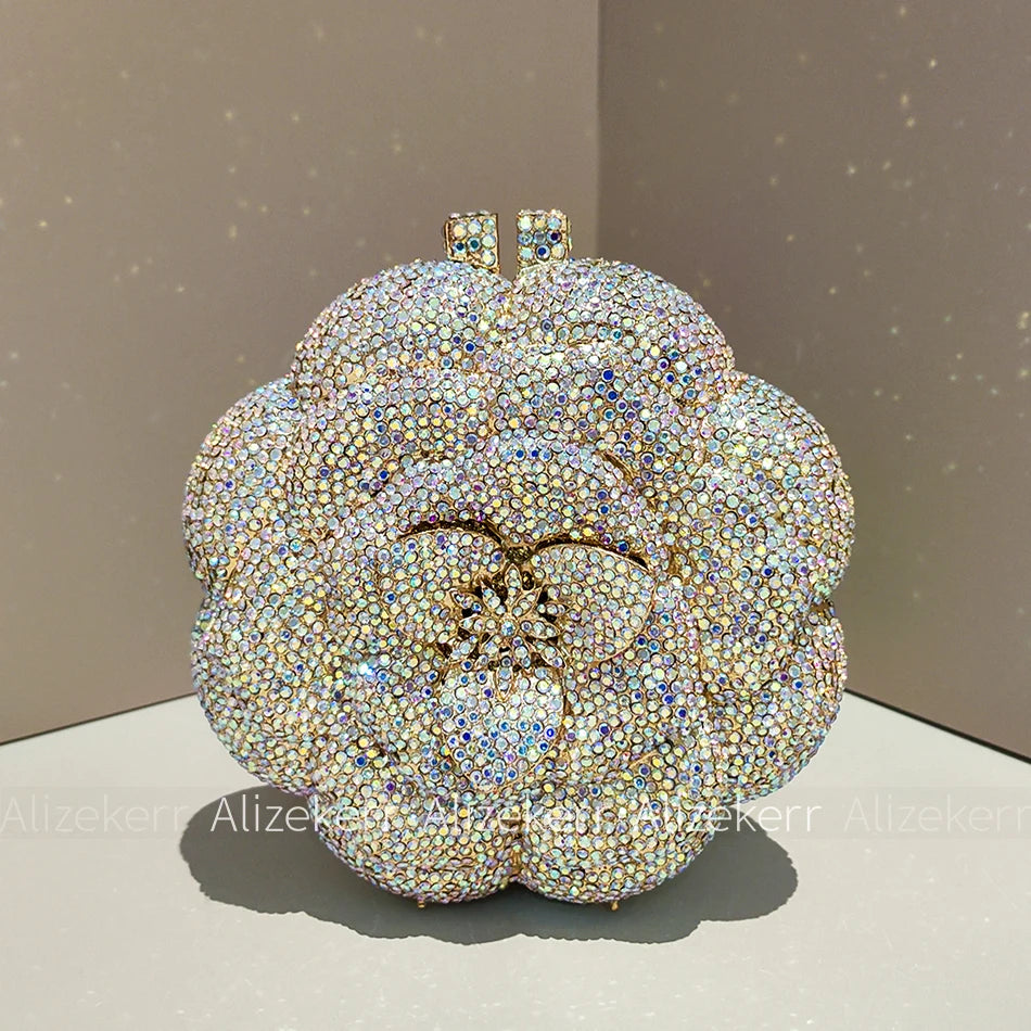 Rose-Shaped Crystal Bridal Clutch