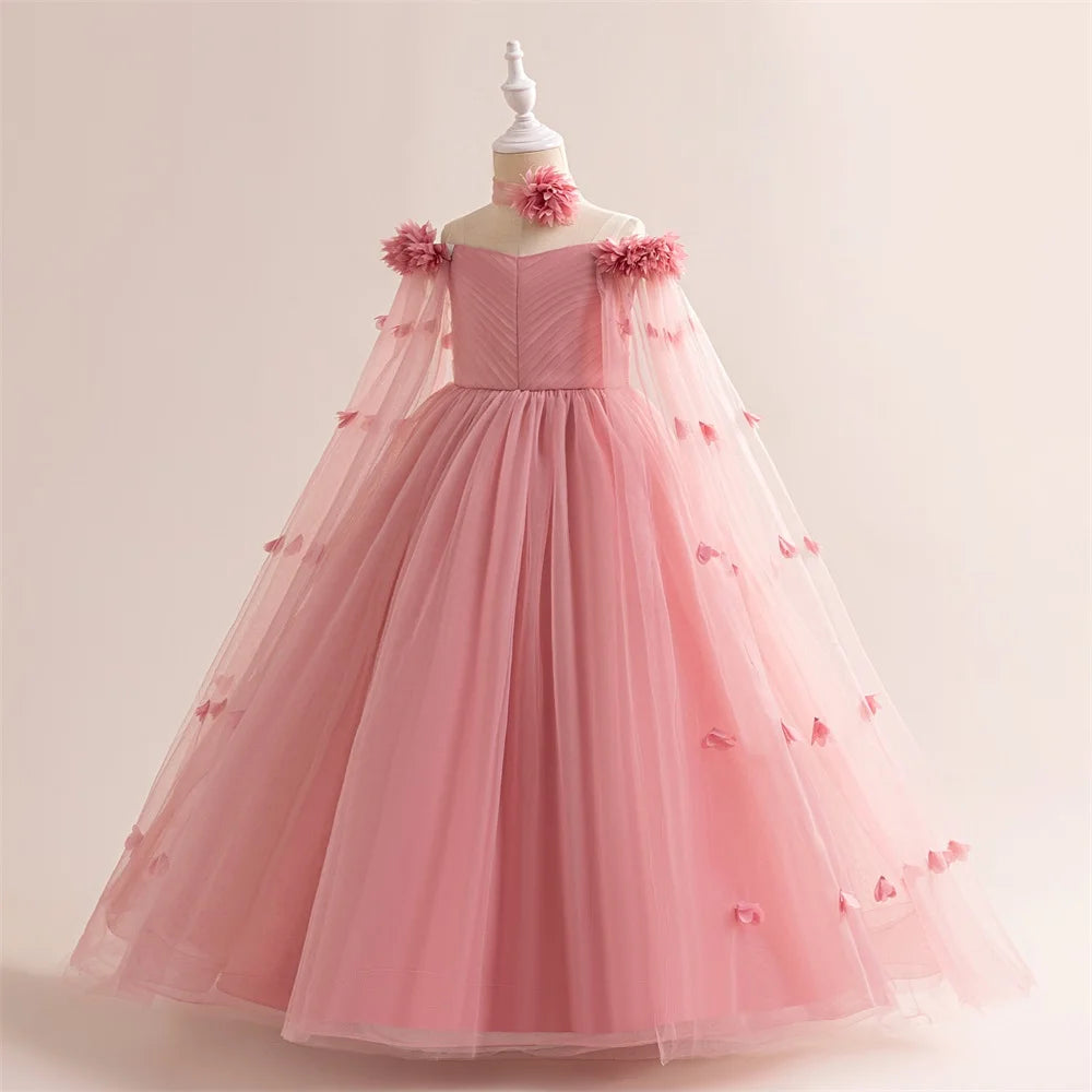 Off-Shoulder Tulle Junior Bridesmaid Dress