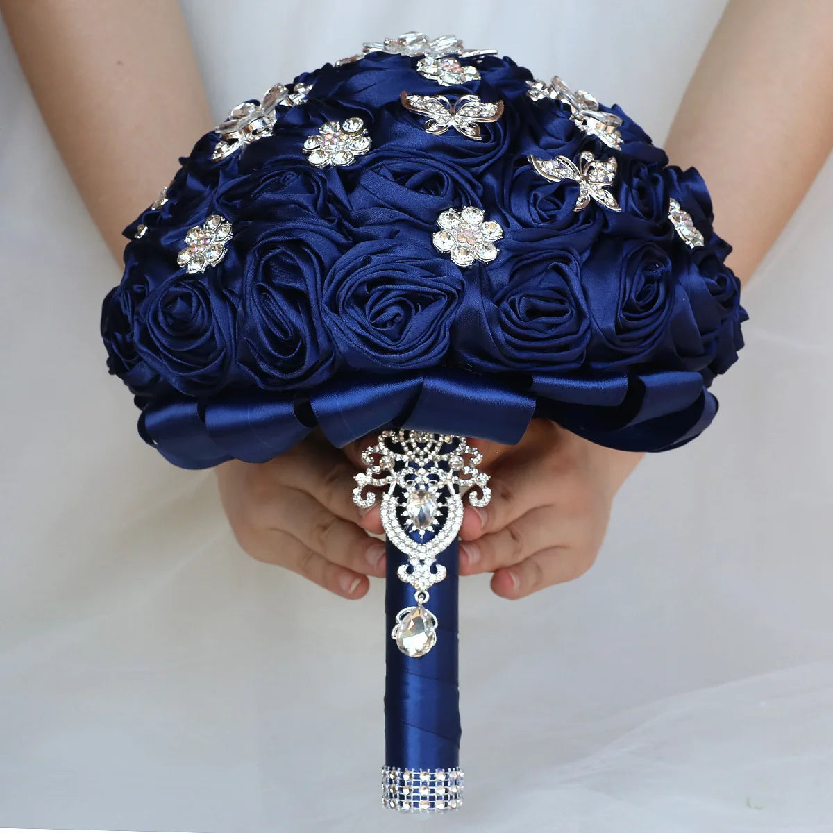Dark Blue Wedding Bouquet Bridesmaid Holding Flowers