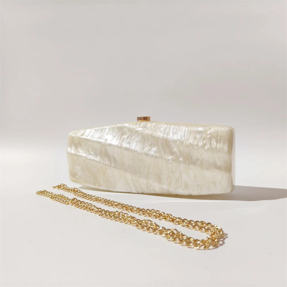 Pearl Marble Acrylic Box Clutch