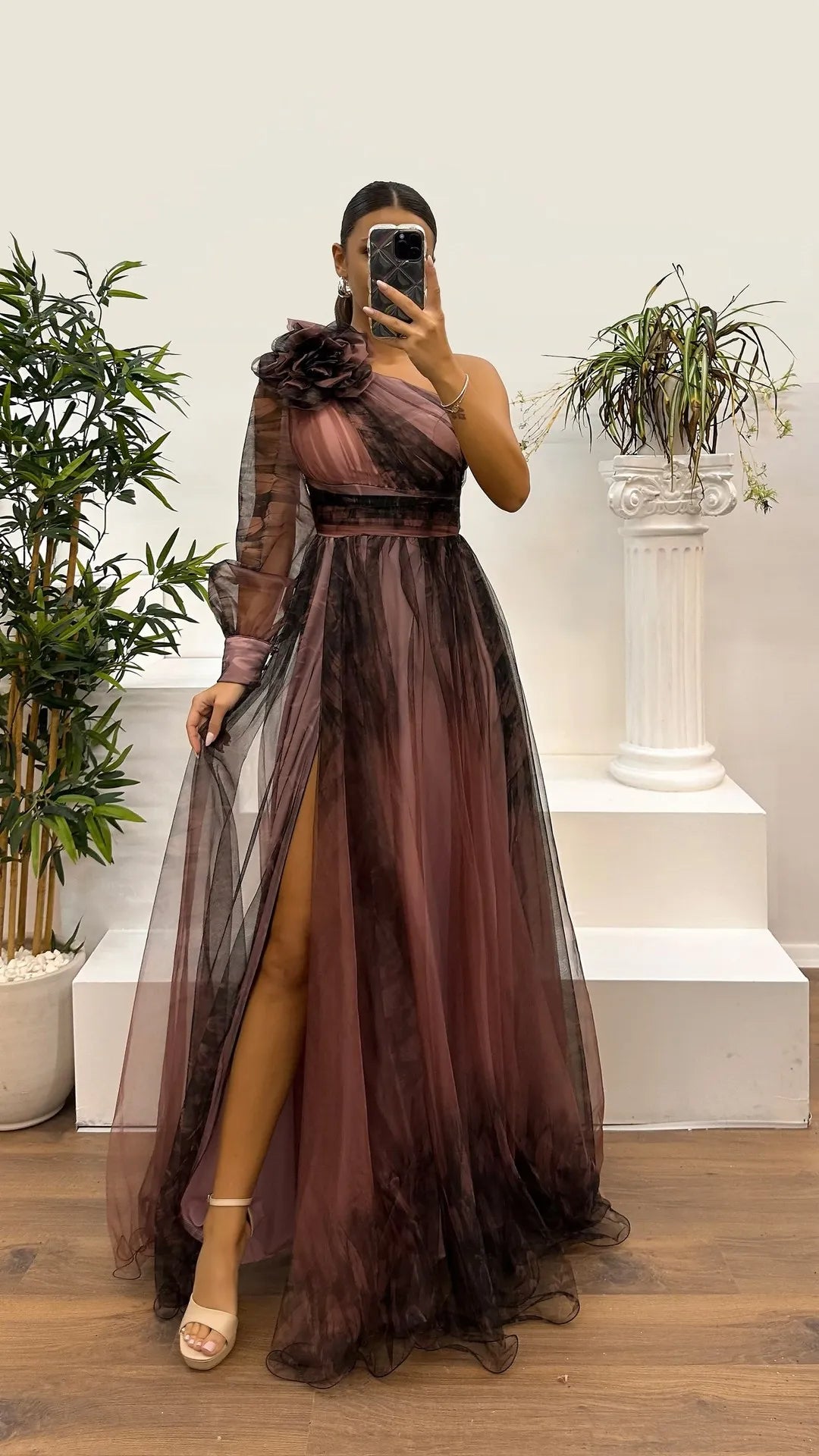 Women's Wedding Dress Spring Autumn New Sexy Off-shoulder Mesh Print Slit Casual Loose Party Prom Dresses For Women Robe Femal