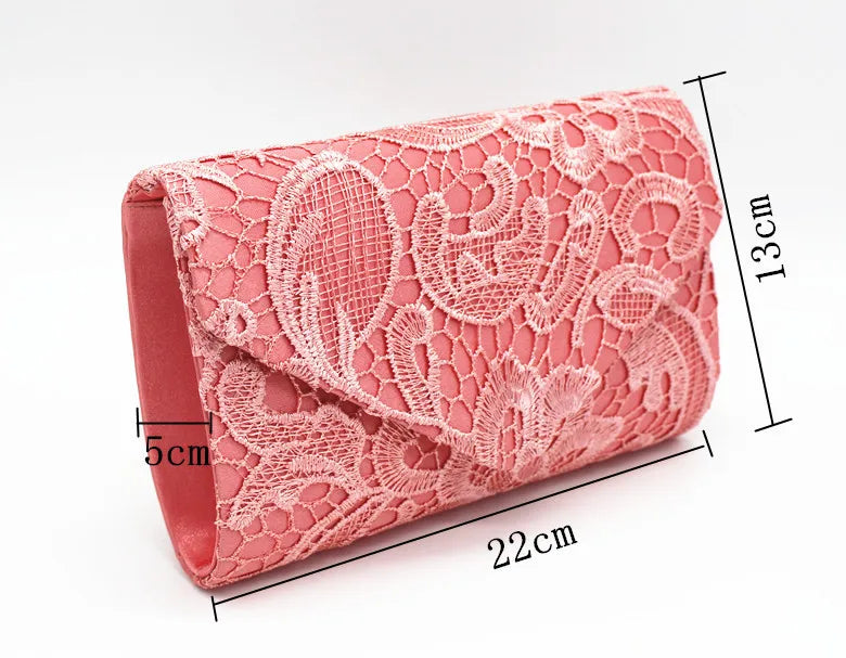 Ladies Silk Evening Bag Vintage Elegant Purple Lace Flower Bridal Clutches For Women Party Handbag Prom Chain Shoulder Bag Purse