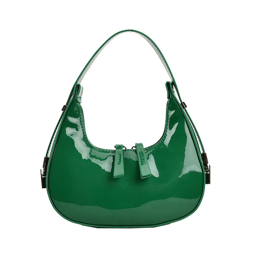 Fashion Half Moon Patent Leather Underarm Bag Summer Women'S Emperament Party Handbags All-Match Wedding Bridal Bags