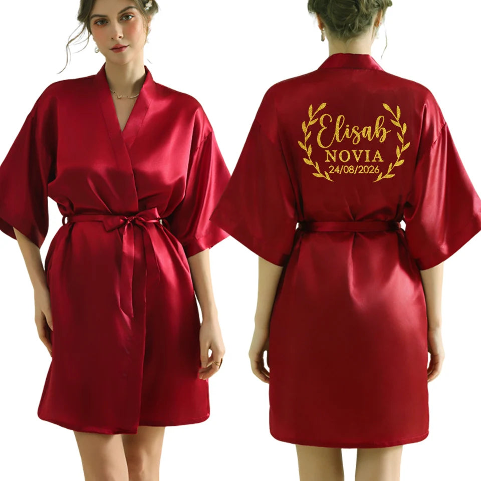Personalized Text Logo Wedding Bathrobe Bridal Robe Bride Bridesmaid Wedding Robes Woman Bachelorette Hen Party