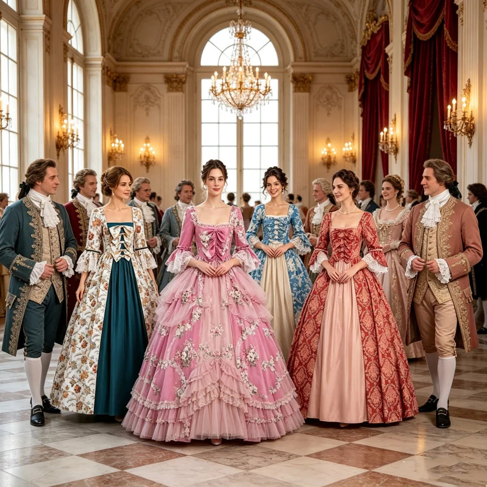 18th Century Rococo Floral Dress Victorian Royal Princess Wedding Ball Gown Marie Antoinette Baroque Gothic Lolita Walking Costu