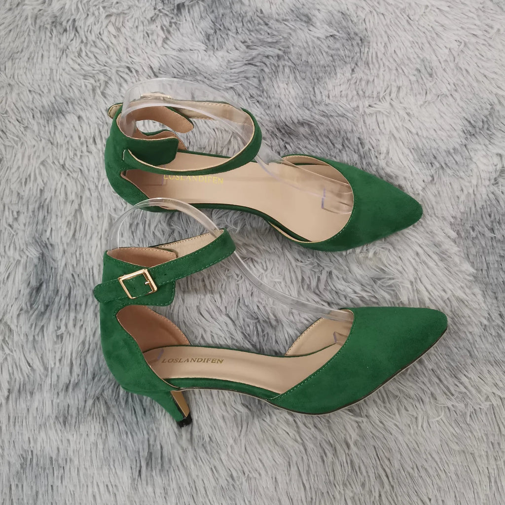 Women Sandals Summer Ladies Bridal Suede 5cm Thick Heel Pumps Wedding Party Shoe Newest Woman Open Toe Sexy Ankle Straps Sandal