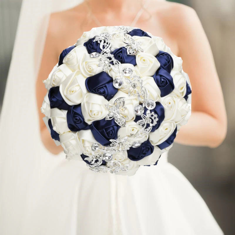 Navy Champagne Wedding Bouquet Flowers