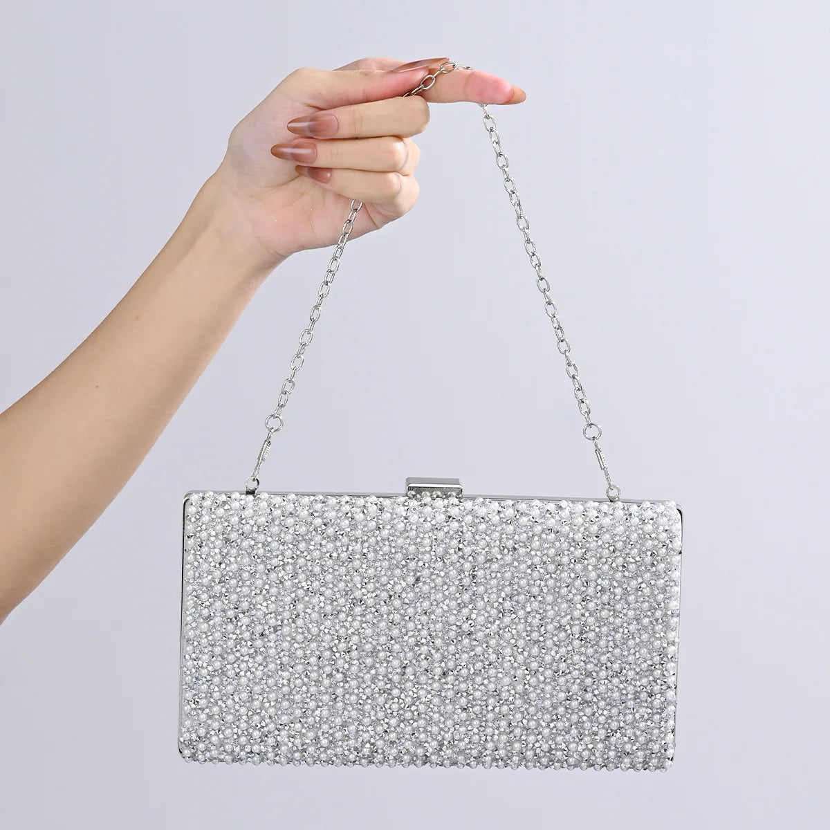 Ladies Evening Bags Clutch Bag Elegant Shiny Hard Metal Buckle Wedding Bridal Dress Evening Bag Banquet Party Handbags