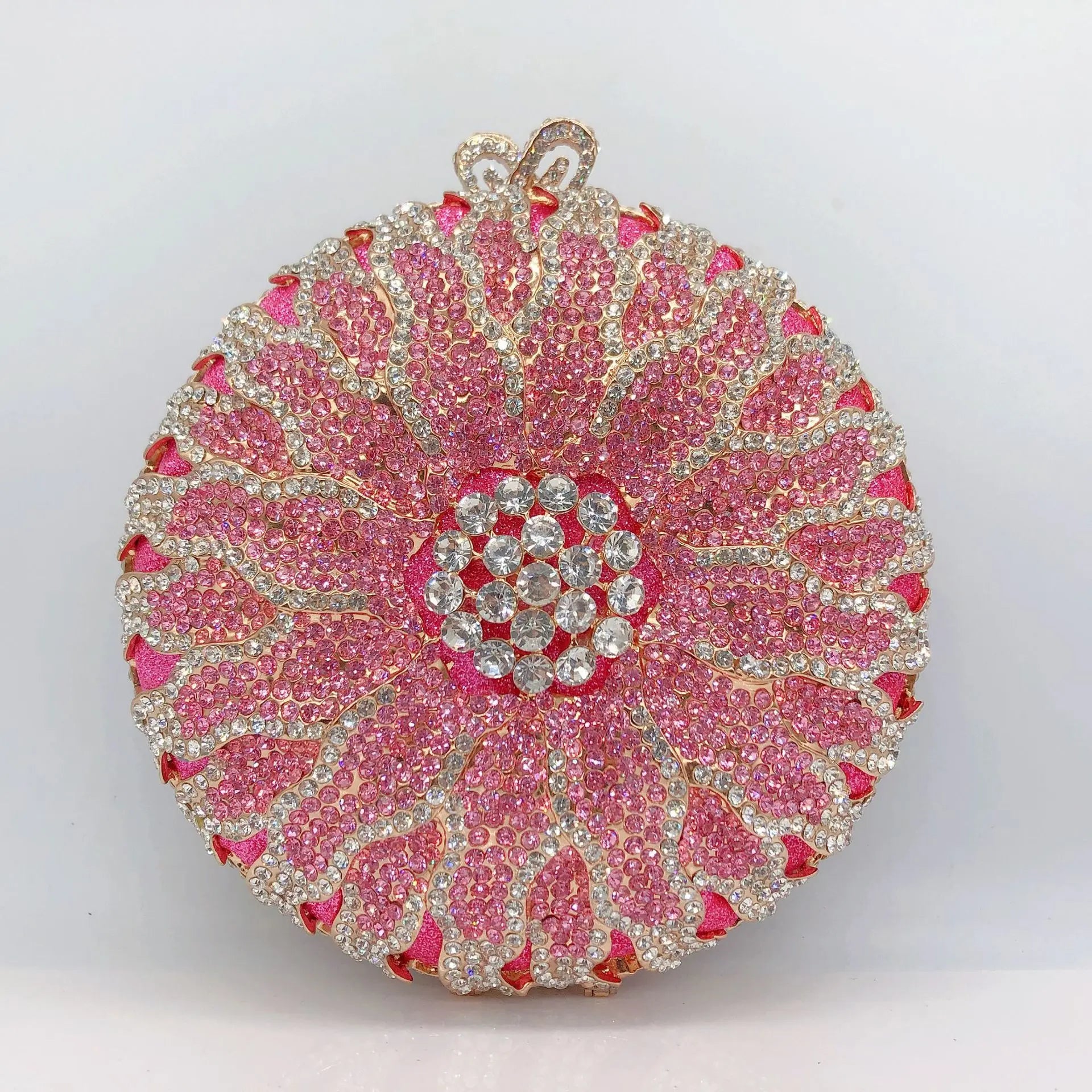 Wedding Bridal Party Purse White/Brown Diamond Minaudiere Luxury Rhinestone