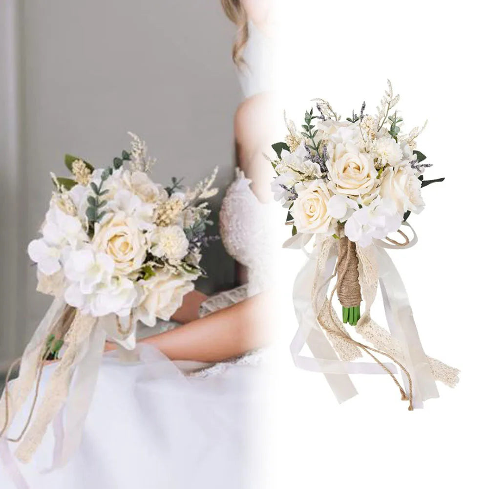 Wedding Decor 20.3*30cm Simulated Rose Bouquet Diy Wedding Floral Decorations Fake Bouquet Perfect For Weddings