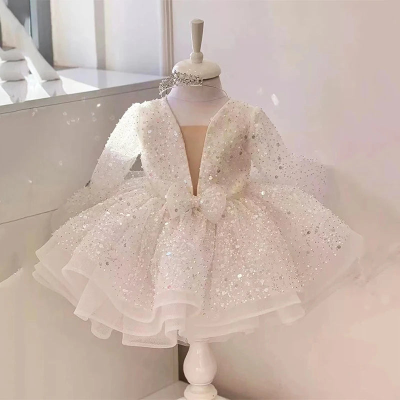 Sequined Ball Gown Flower Girl Dress