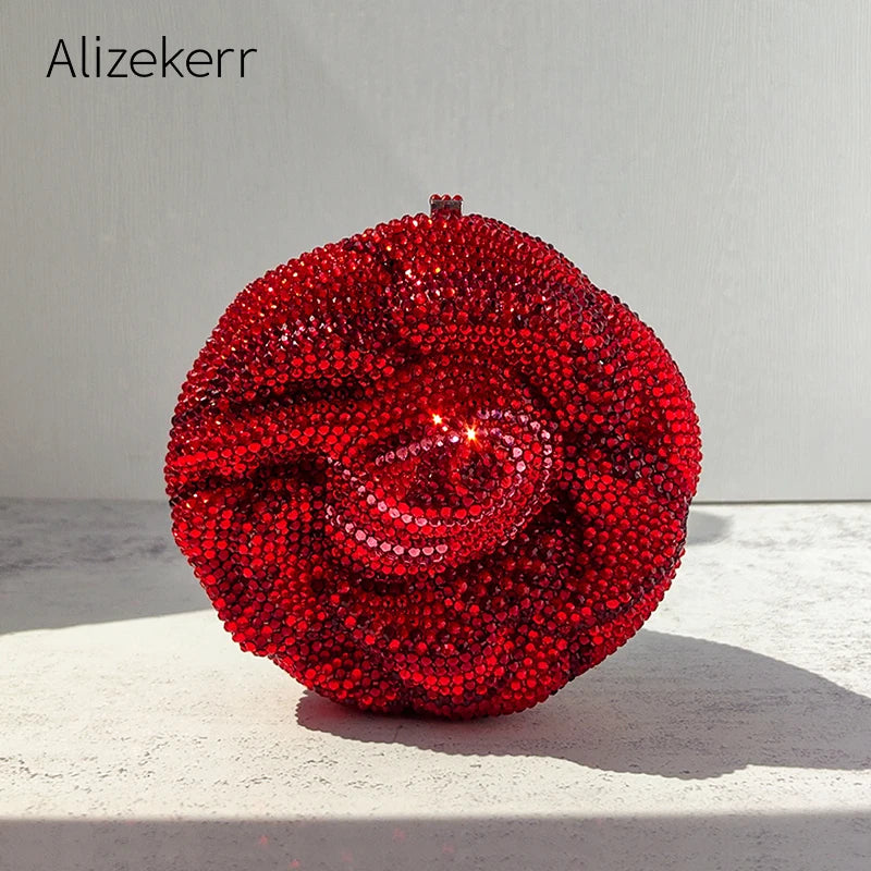 Rose-Shaped Flower Evening Clutch