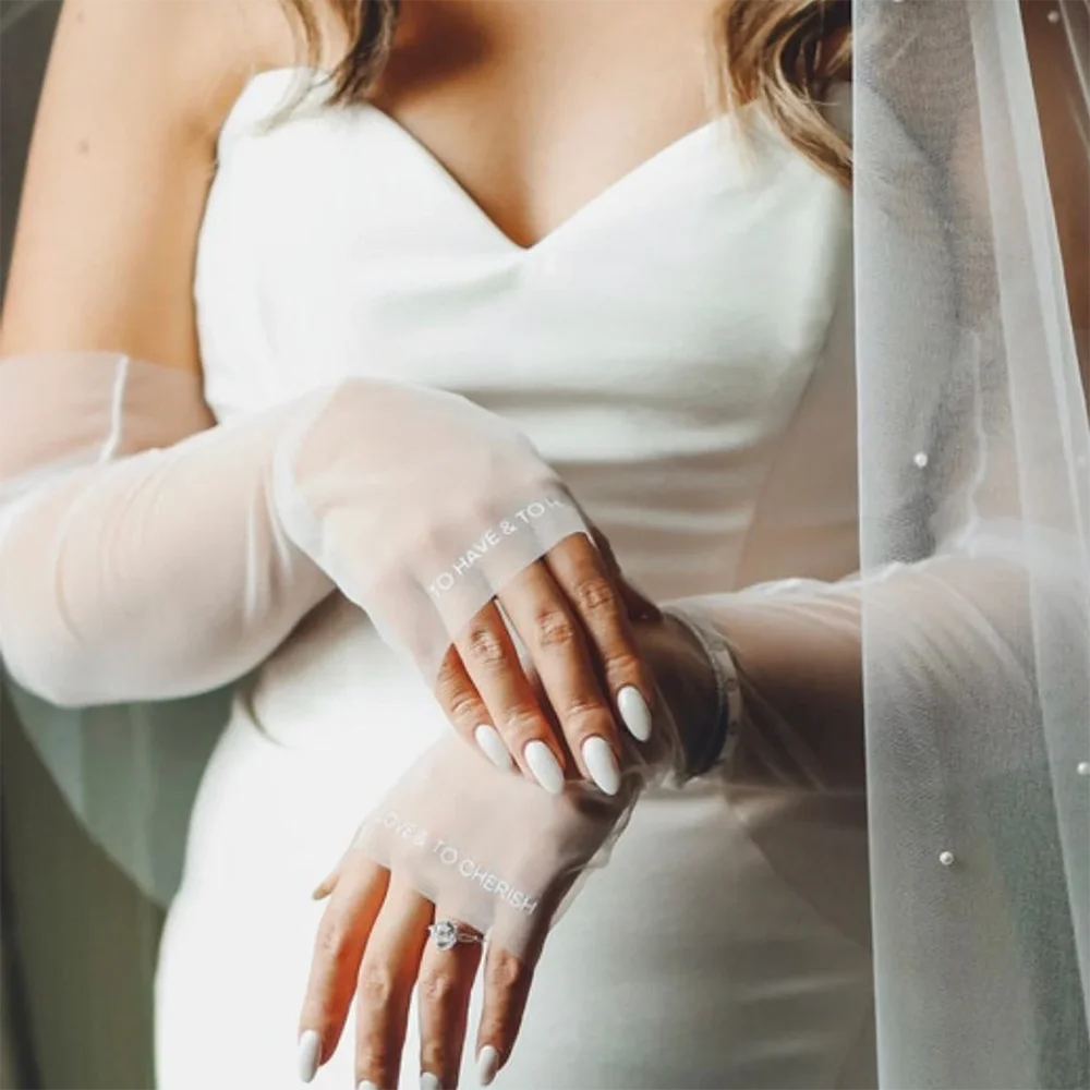 Personalized Bridal Gloves Soft Tulle Fingerless Sleeves Wedding Hand Decor Accessories Ideal For Wedding Ceremony Bridal Shower