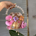 Beaded Handle Clutch Purse for Women Flower Crossbody Bag Birdcage Diamond Handbag Evening Bag Wedding Party Banquet Bucket Bags