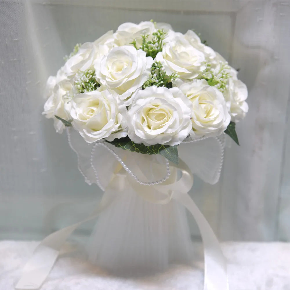 Handmade Silk Rose, Peony, and Dahlia Bridal Bouquet