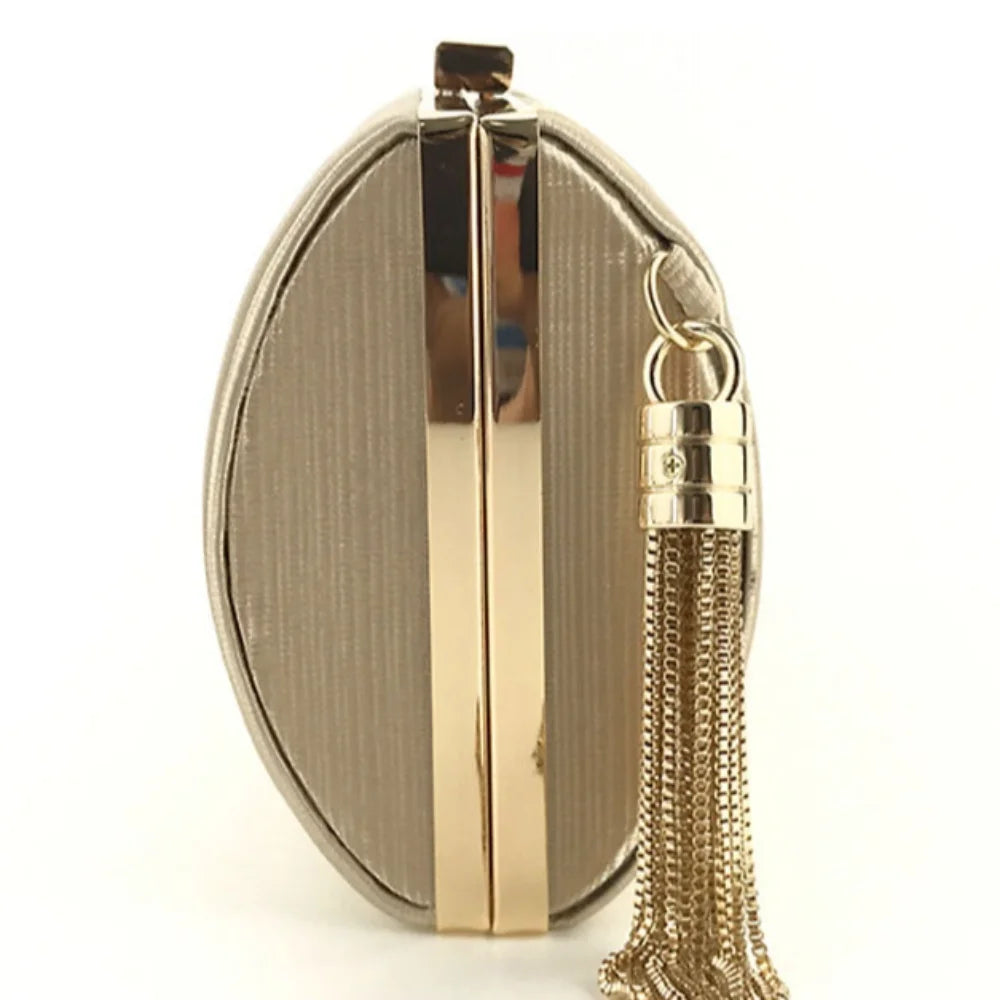 Fashion Luxury Silk Fabric Dinner Handbag Tassel Elegant Evening Banquet Bag Chain Square Bridal Clutch Bag Ladies