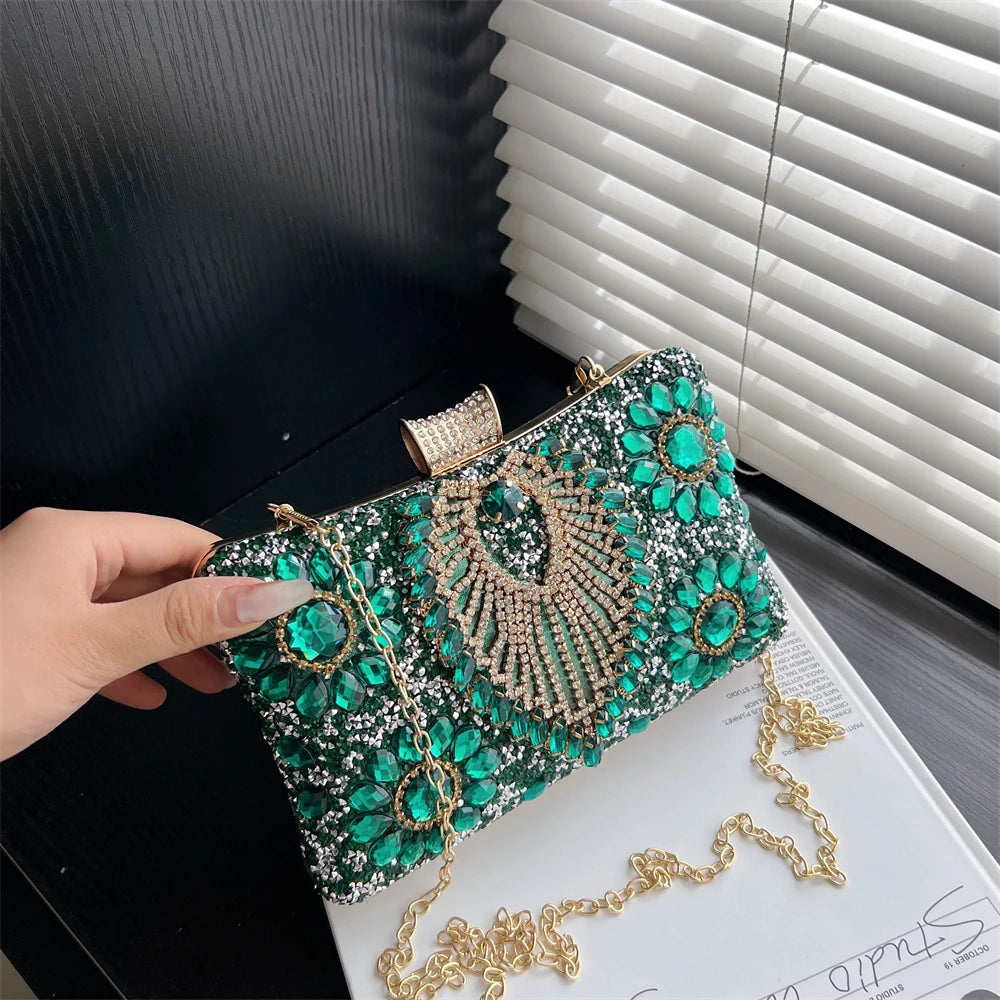Rhinestone Gemstone Crossbody Clutch