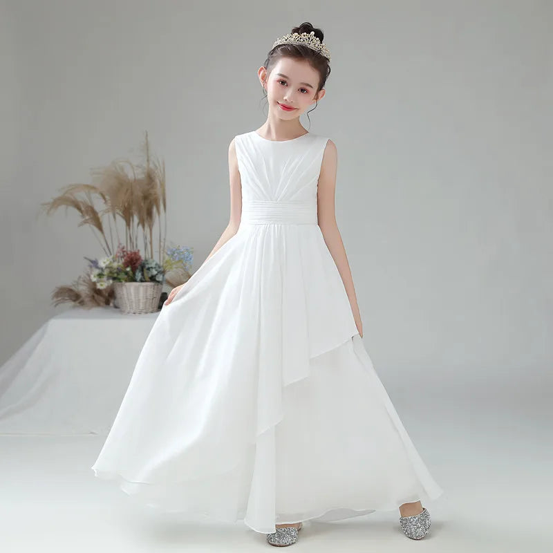 Chiffon Bow-Sash A-Line Flower Girl Dress